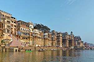 The Ganges river and the ghatt in Varanasi India